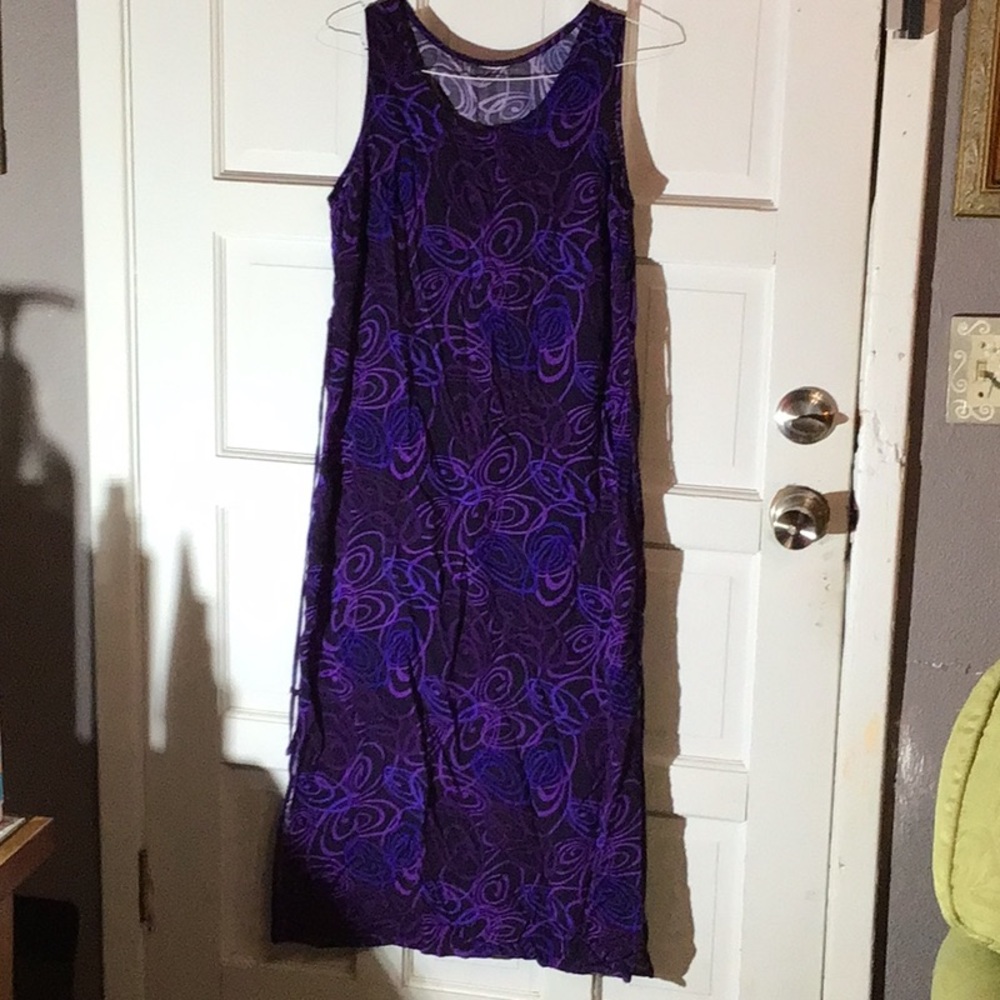 Purple Sleeveless Dress with Swirl Pattern